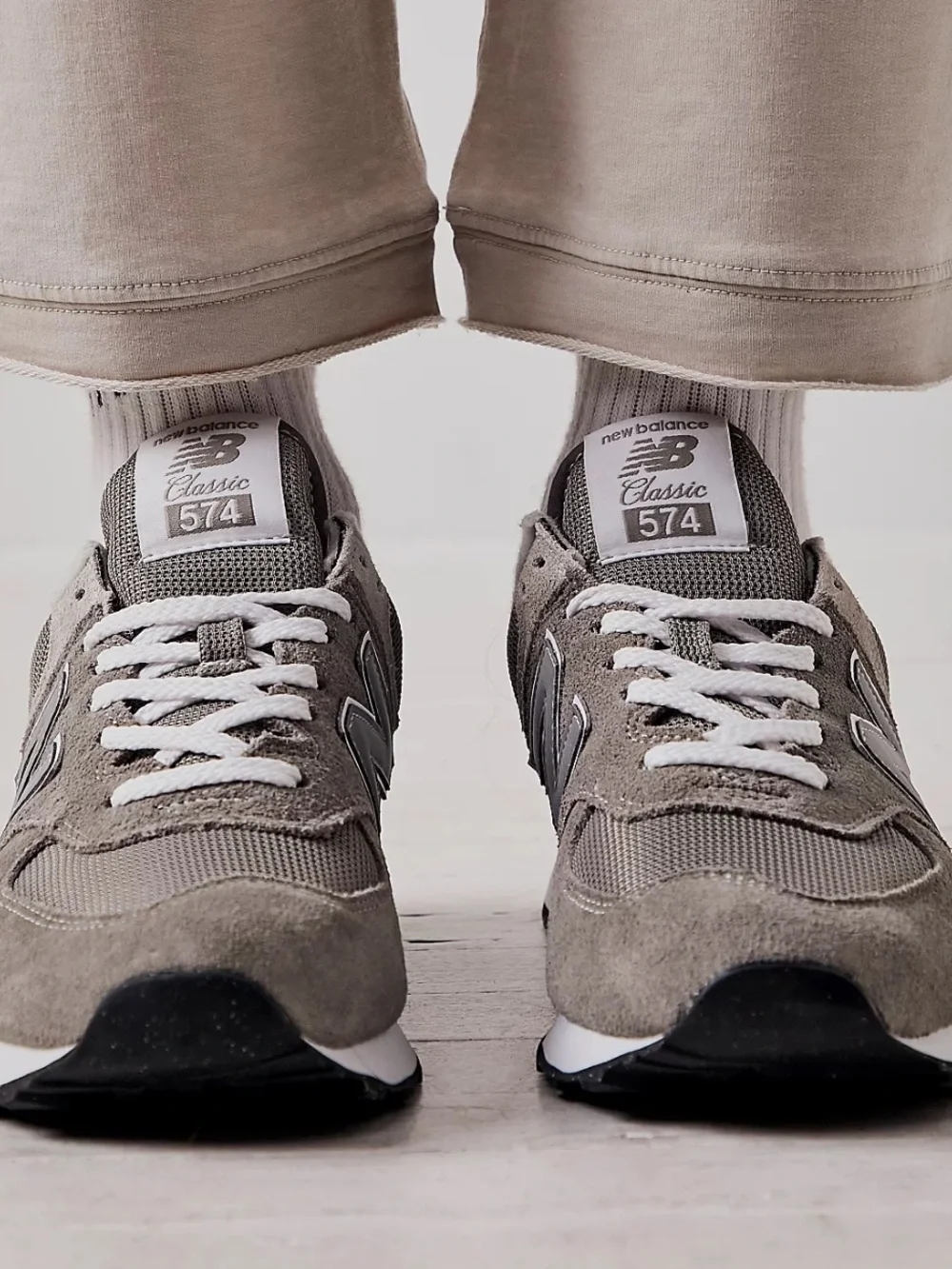New Balance 574 Women's Sneakers in Taupe and White